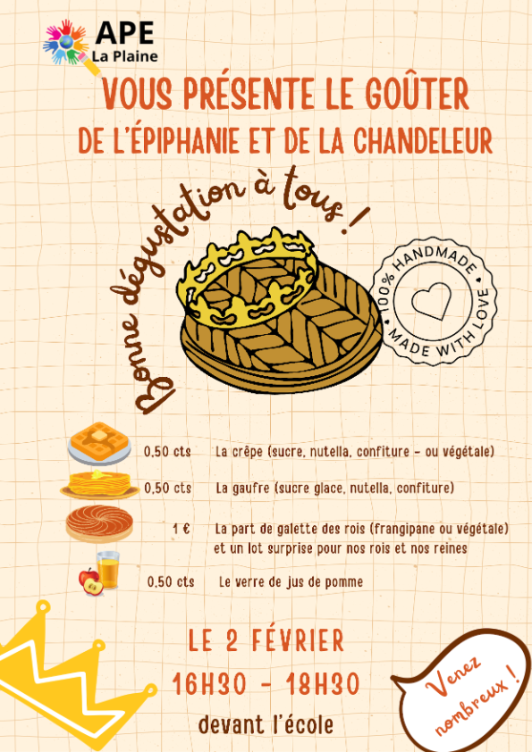 Goûter Epiphanie et Chandeleur (02/02/24)